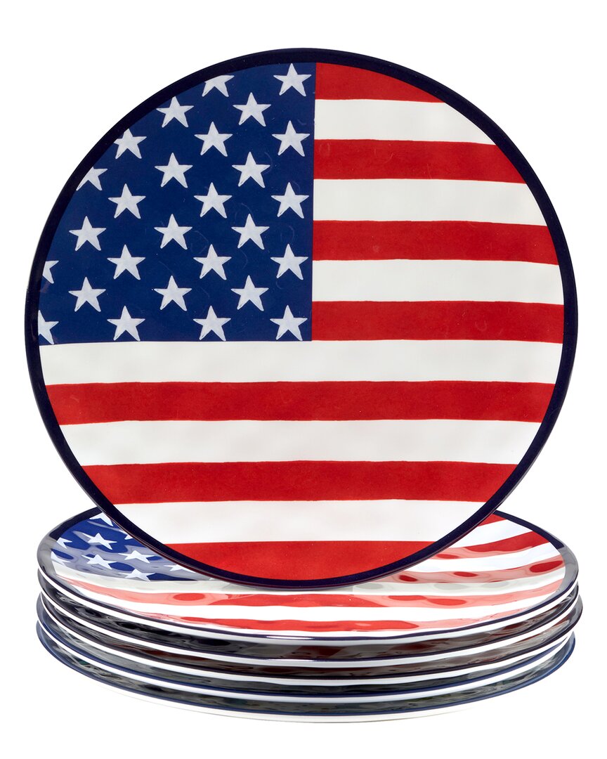Shop Certified International Stars And Stripes Melamine Dinner Plates (set Of 6) In Red