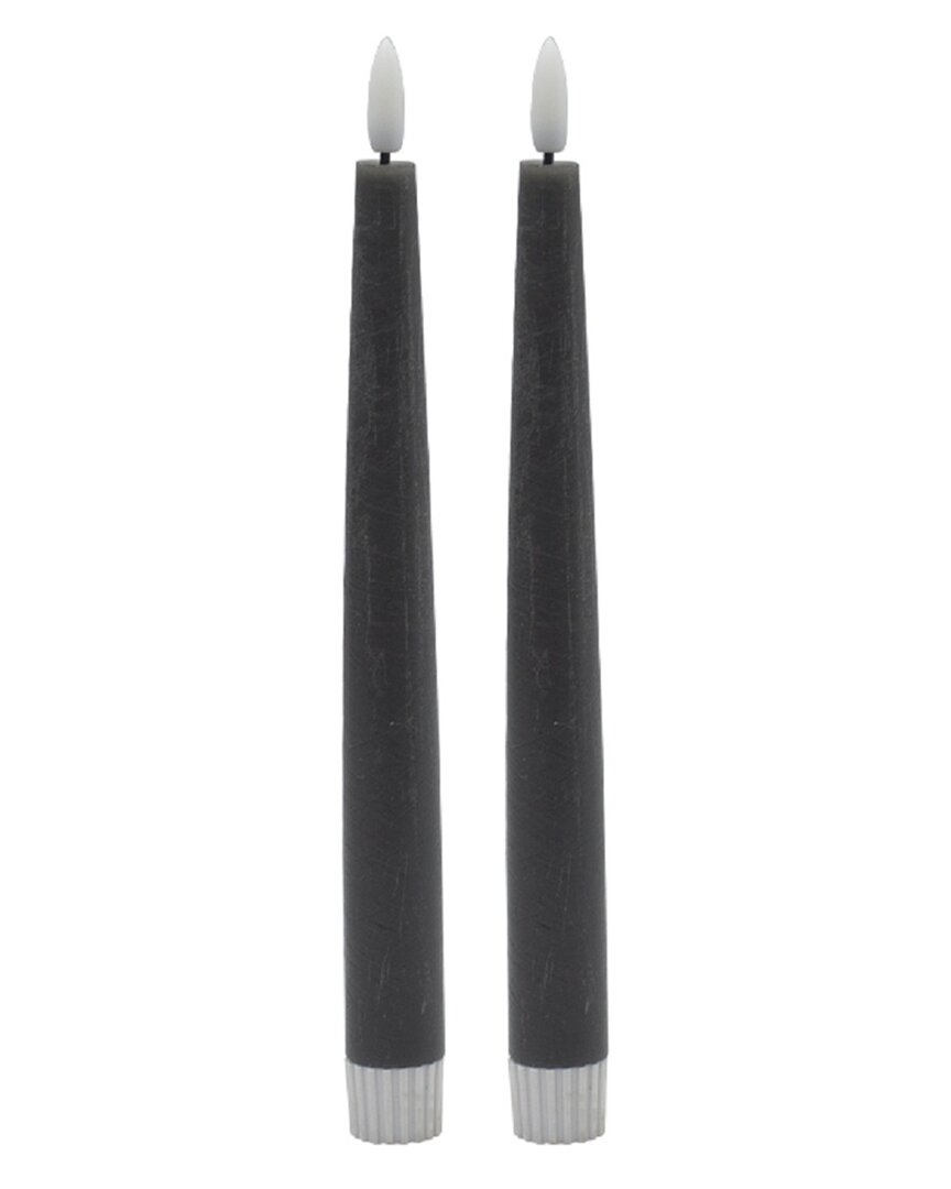 Bidkhome Set Of 2 Pointed Flameless Taper Candles In Gray