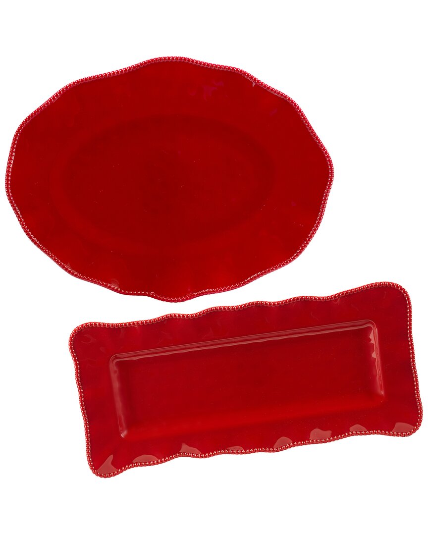 Certified International 2pc Perlette Red Platter Set