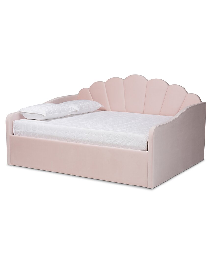 Baxton Studio Timila Velvet Upholstered Queen Size Daybed In Pink