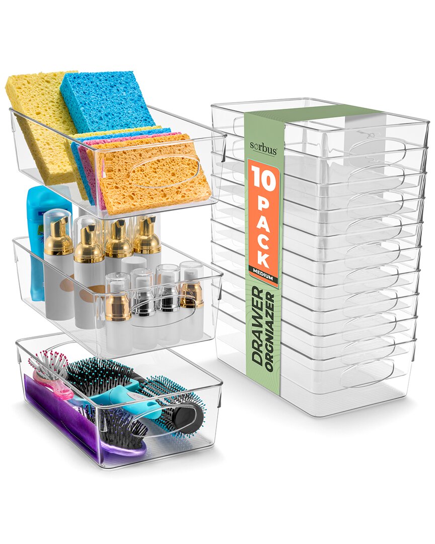 Sorbus 10 Pack Plastic Medium Container Bins In Multi