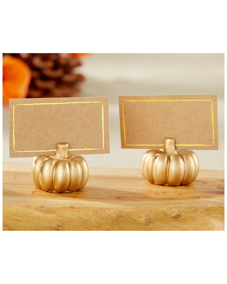 Kate Aspen Set Of 12 Gold Pumpkin Place Card Holders