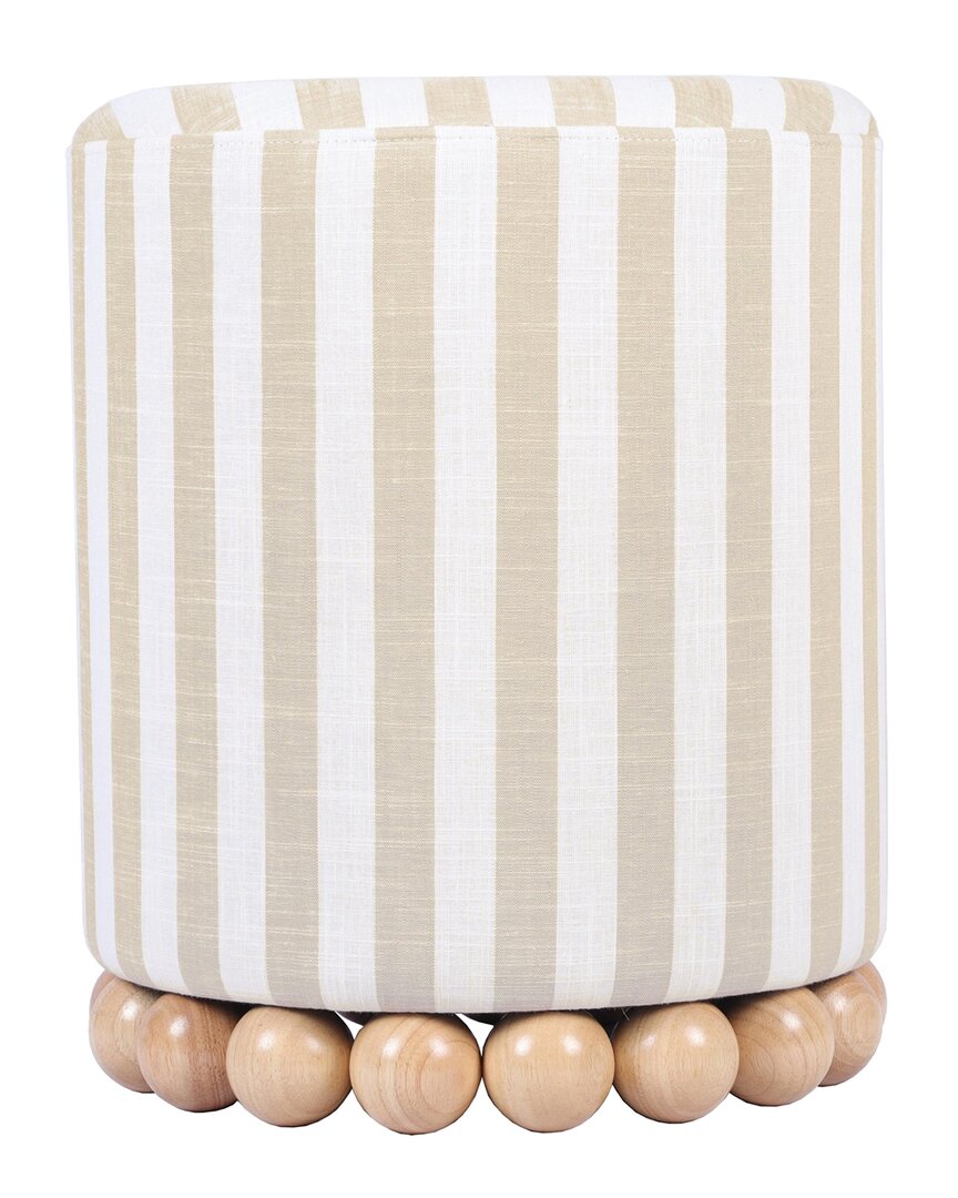 Tov Furniture Dex Beige Striped Linen Ottoman