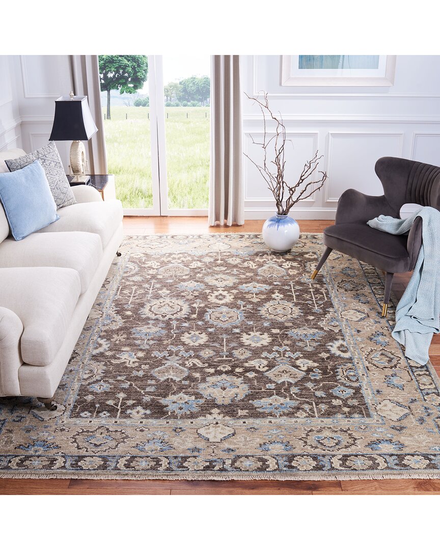 Safavieh Samarkand Hand Knotted Wool-blend Rug In Brown