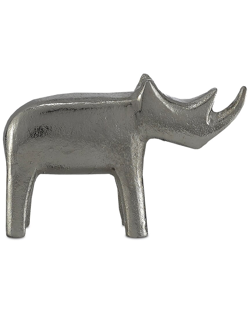 Currey & Company Kano Small Decorative Rhino In Silver