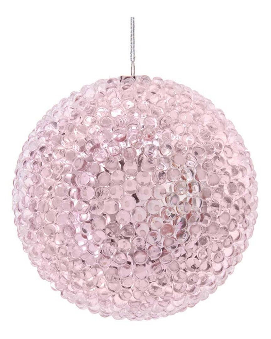 Kurt Adler Set Of 3 90mm Pink Bead Ball Ornament In Multi