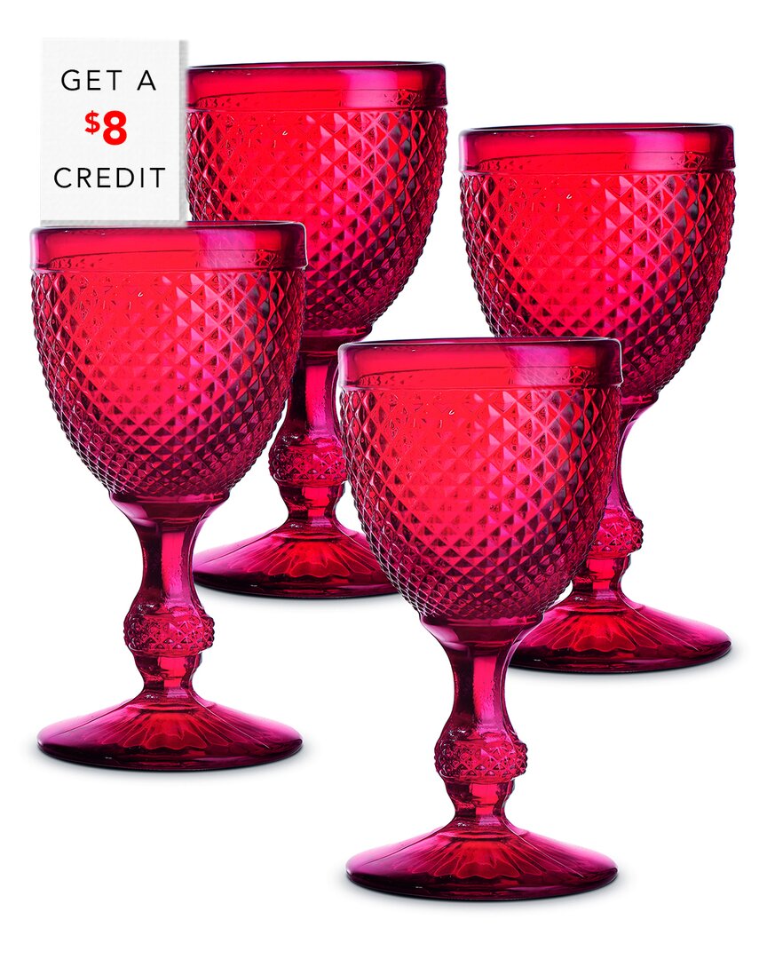 Vista Alegre Bicos Red Water Goblets (set With $8 Credit