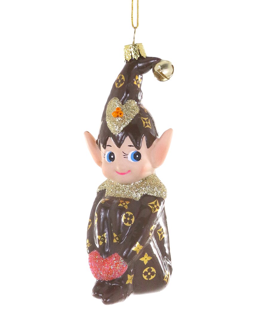 Cody Foster & Co. Knee Hugging Elf Luxe Ornament In Multi