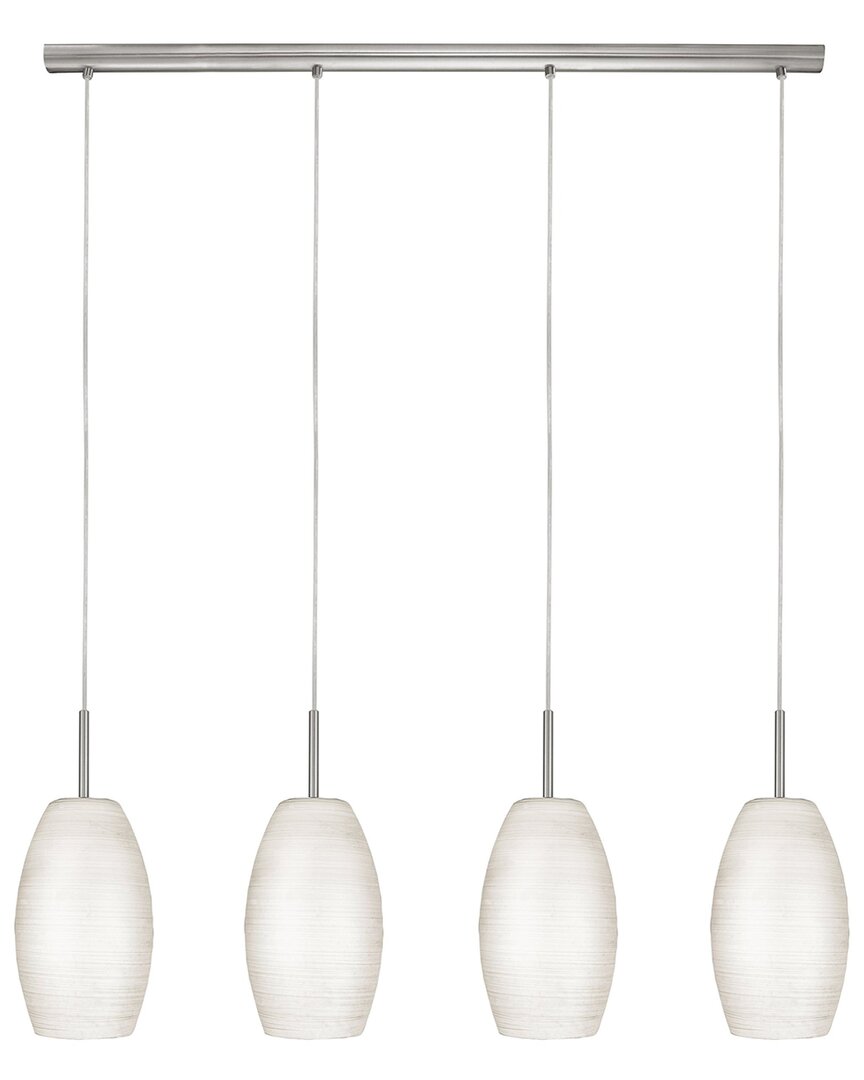 Eglo Batista 1 4 Light Linear Pendant With Matte Nickel Finish & White Glass Shades