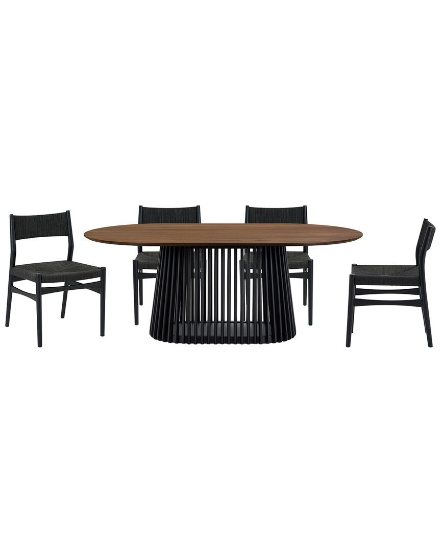 Armen Living Pasadena Erie 5pc Oval Dining Set In Black