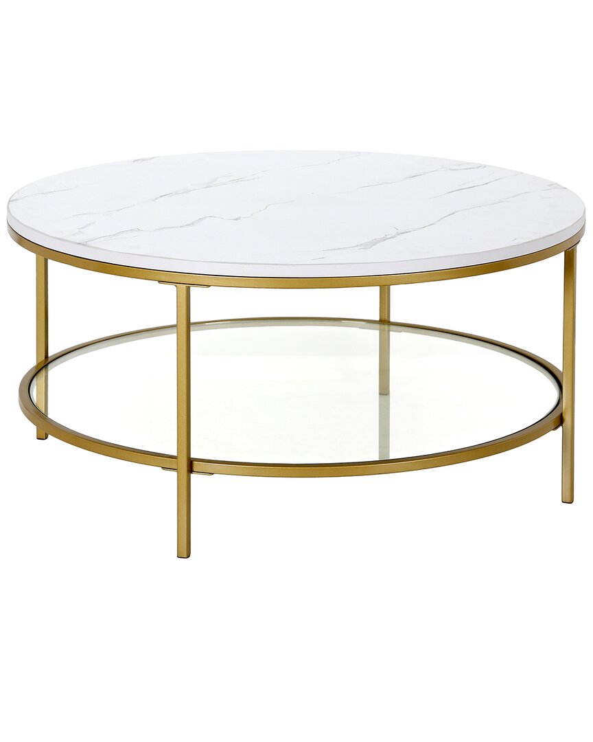 Abraham + Ivy Sivil Gold And Faux Marble Round Coffee Table