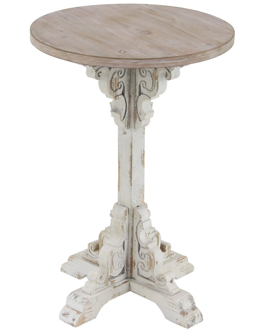 Peyton Lane Scroll Carved Accent Table In White