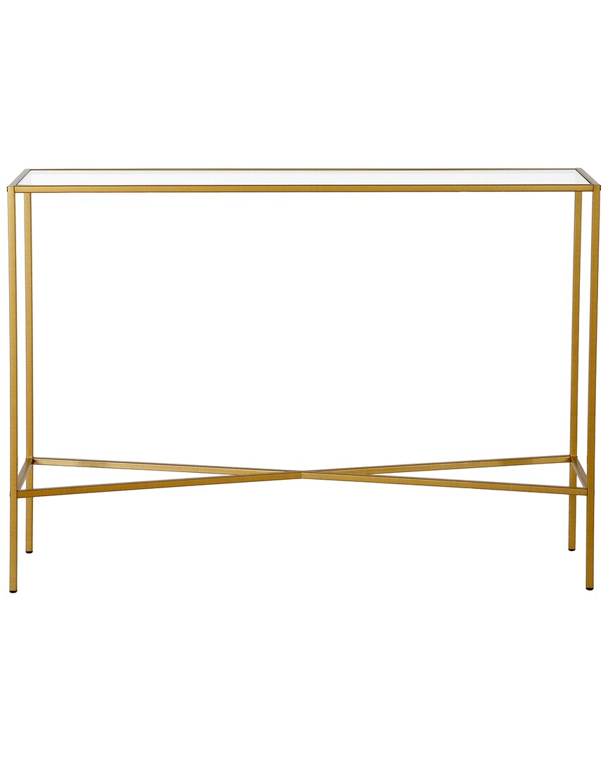 Abraham + Ivy Henley 42in Wide Rectangular Console Table With Glass Top In Gold