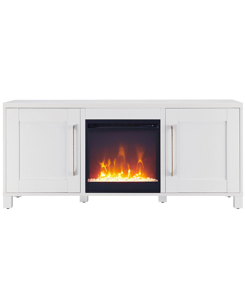 Abraham + Ivy Chabot Rectangular Tv Stand With Crystal Fireplace For Tv's Up To 65in In White
