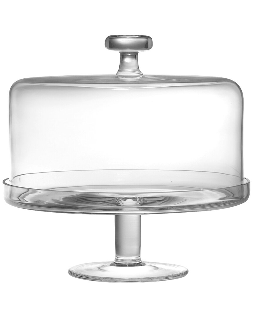 Barski European Handmade Glass Footed Cake Stand With Dome In Clear