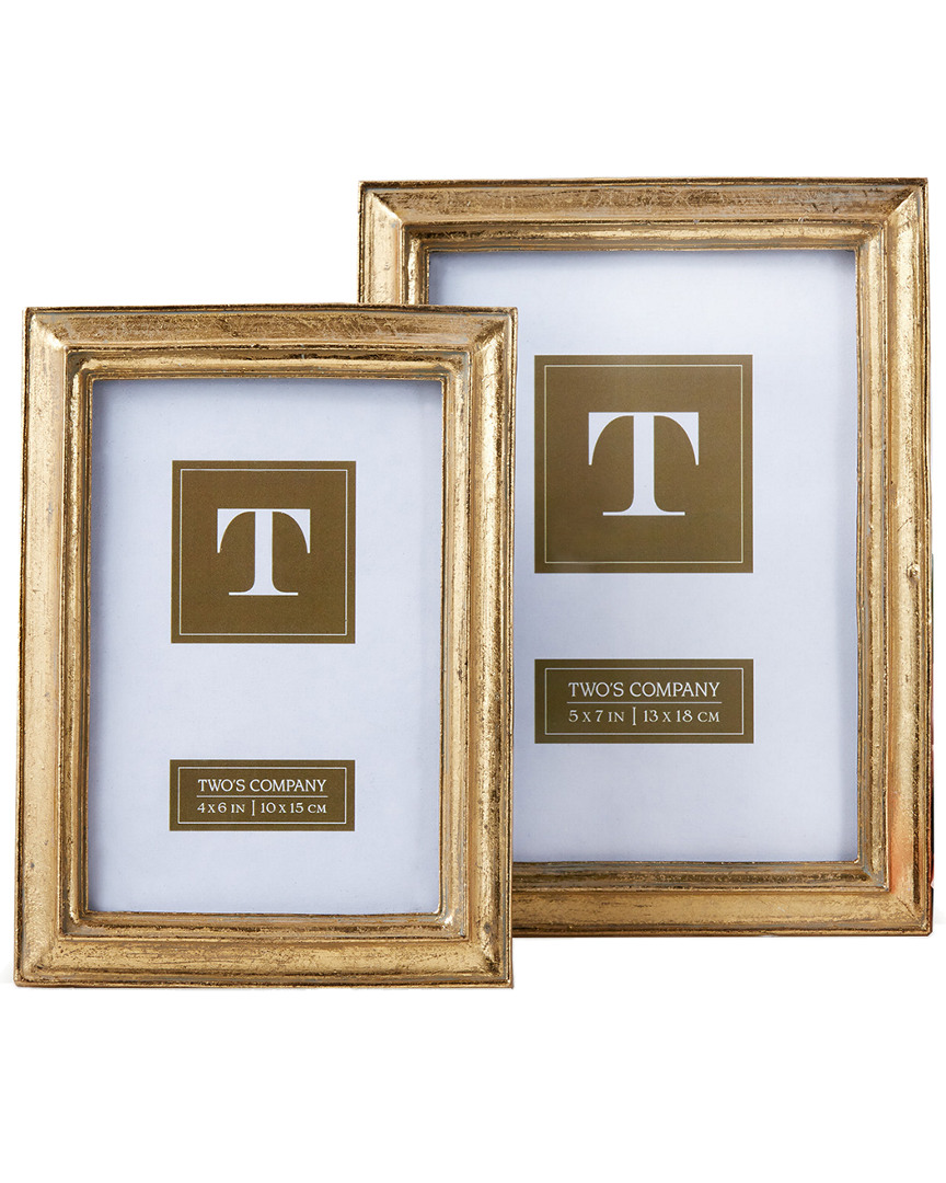 Two's Company Set Of 2 Gold Leaf Photo Frames