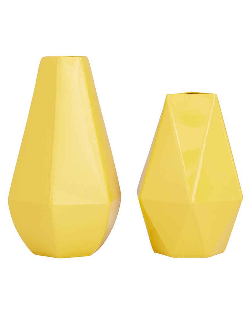 Cosmoliving By Cosmopolitan Set Of 2 Yellow Vases