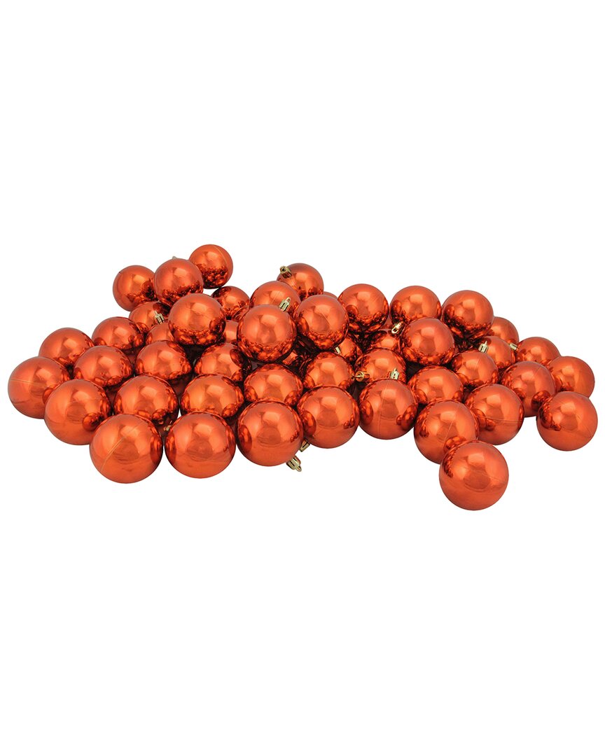 Northlight 60ct Burnt Orange Shatterproof Shiny Christmas Ball Ornaments