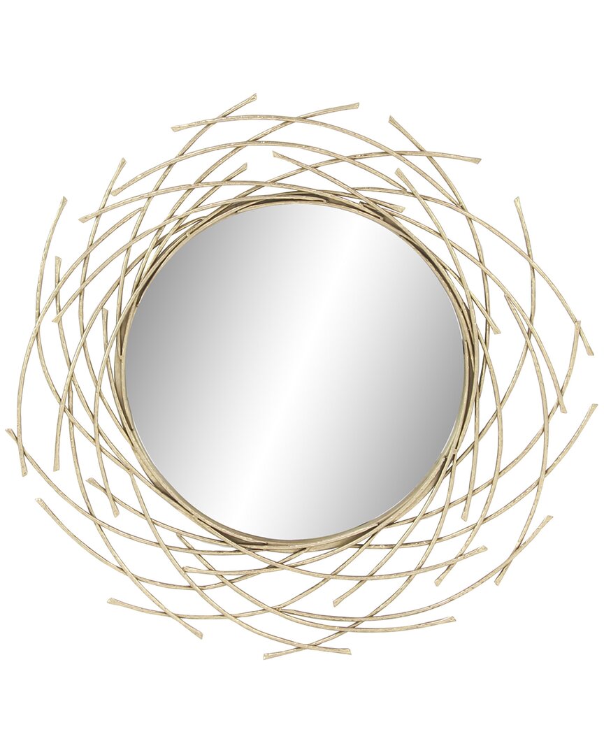 Cosmoliving By Cosmopolitan Glam Round Metal Wall Mirror In Gold
