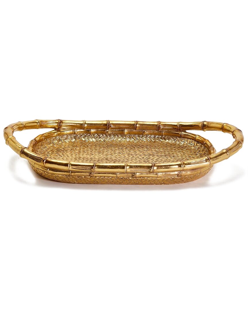 Two's Company Decorative Serving Tray In Gold