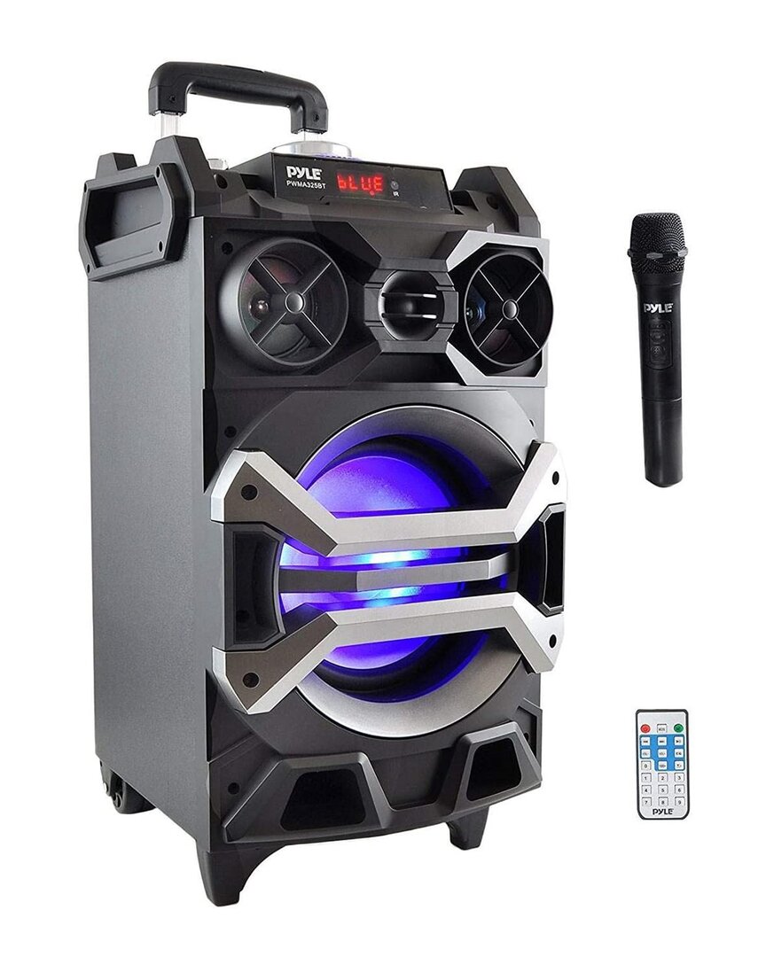 Pyle Portable Blue Bluetooth Karaoke Speaker System In Black