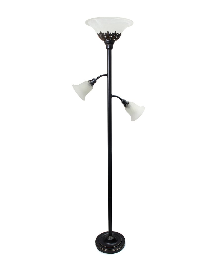 Lalia Home Torchiere Floor Lamp With 2 Reading Lights In Bronze