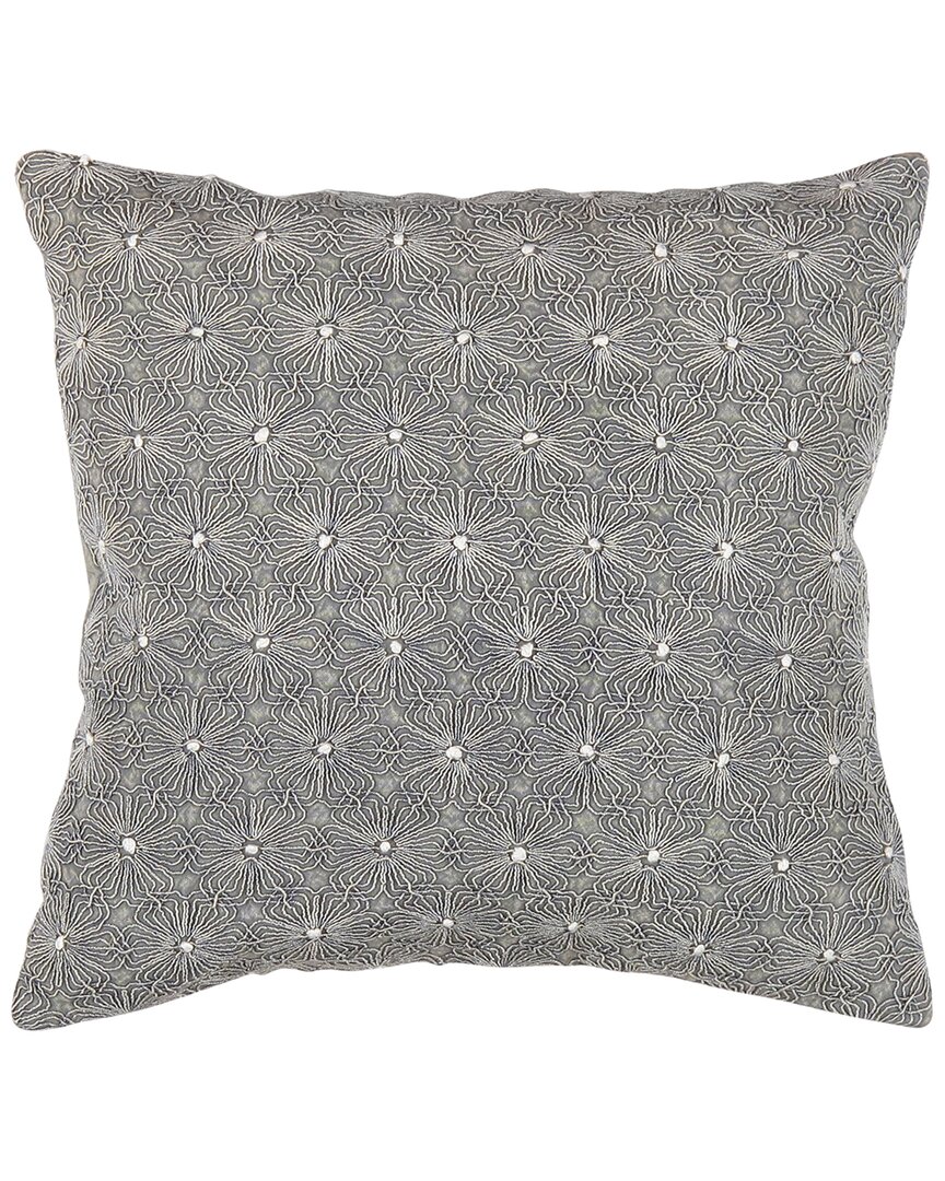 Pasargad Home Naples Embroidered Pillow In Grey