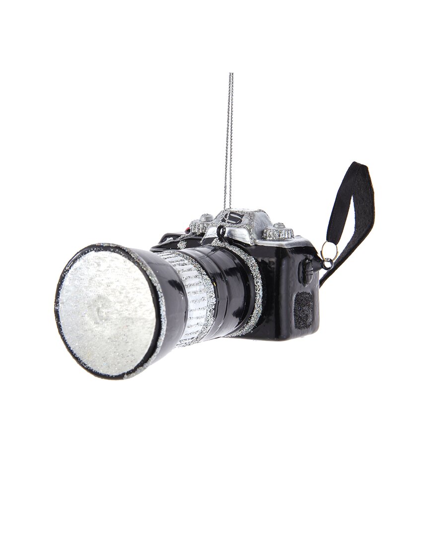 Kurt Adler 2.25in Glass Camera Ornament In Black