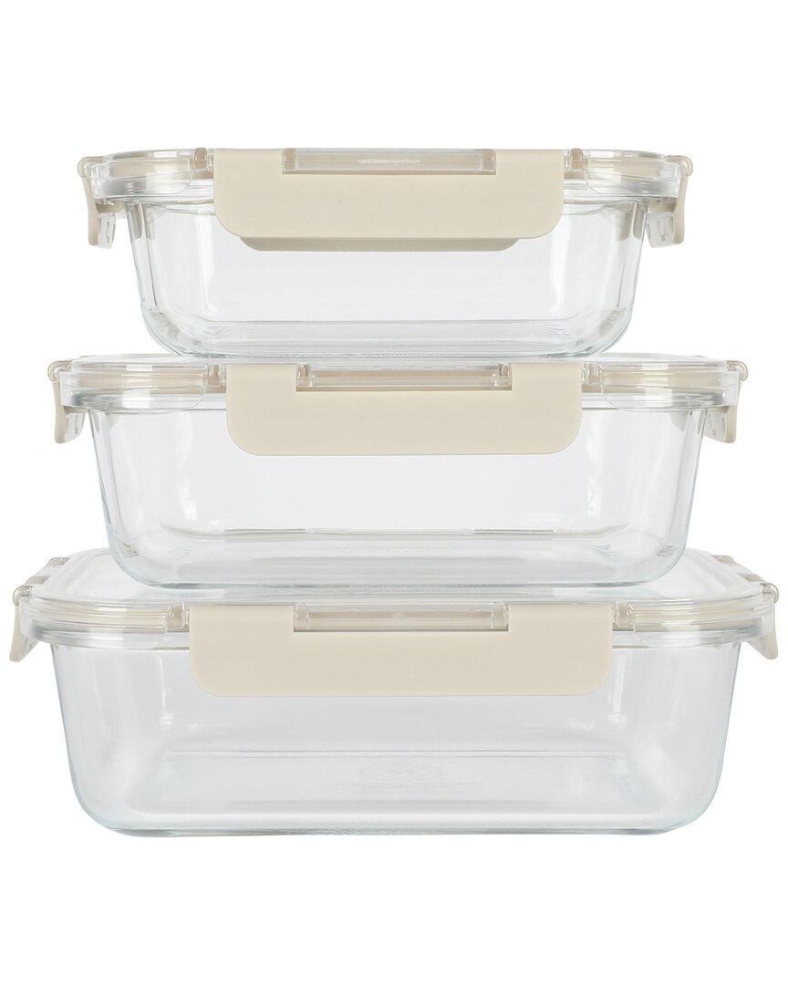 Martha Stewart Brentmore 6pc Assorted Glass Container Set With Locking Lids In Grey