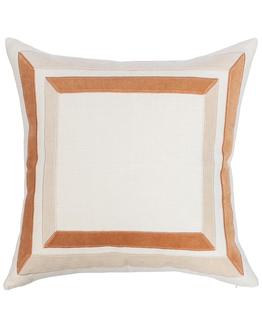 Classic Home Cotton Velvet Applique With Embroidery Maybrook Throw Pillow In White