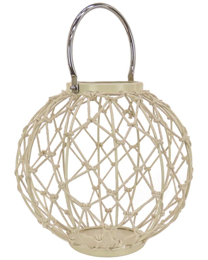 Shop National Tree Company 12in Round Rope Weave Candle Lantern In Sand
