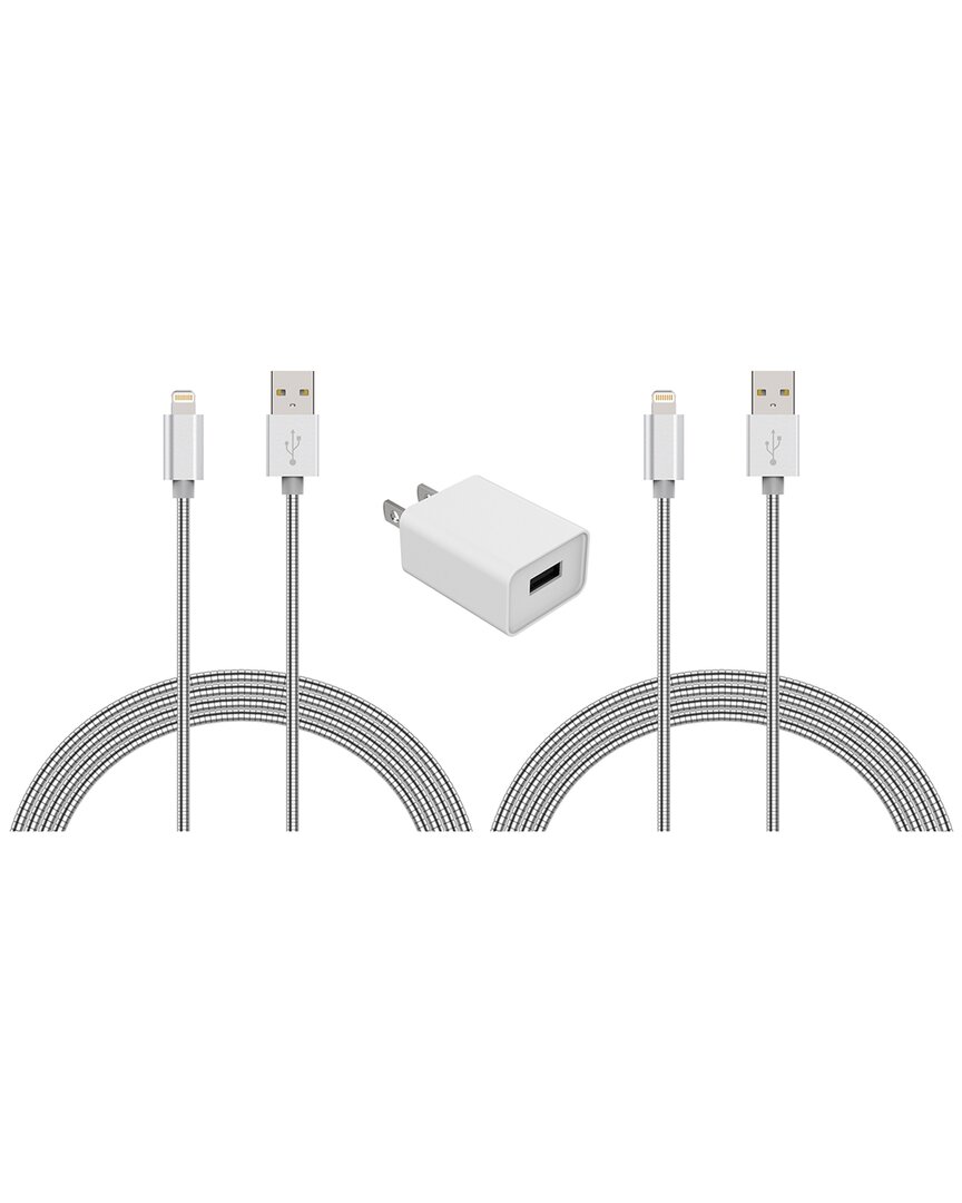 Posh Tech 2-pack Stainless Steel Lightning To Usb Charge & Sync Cable In Silver