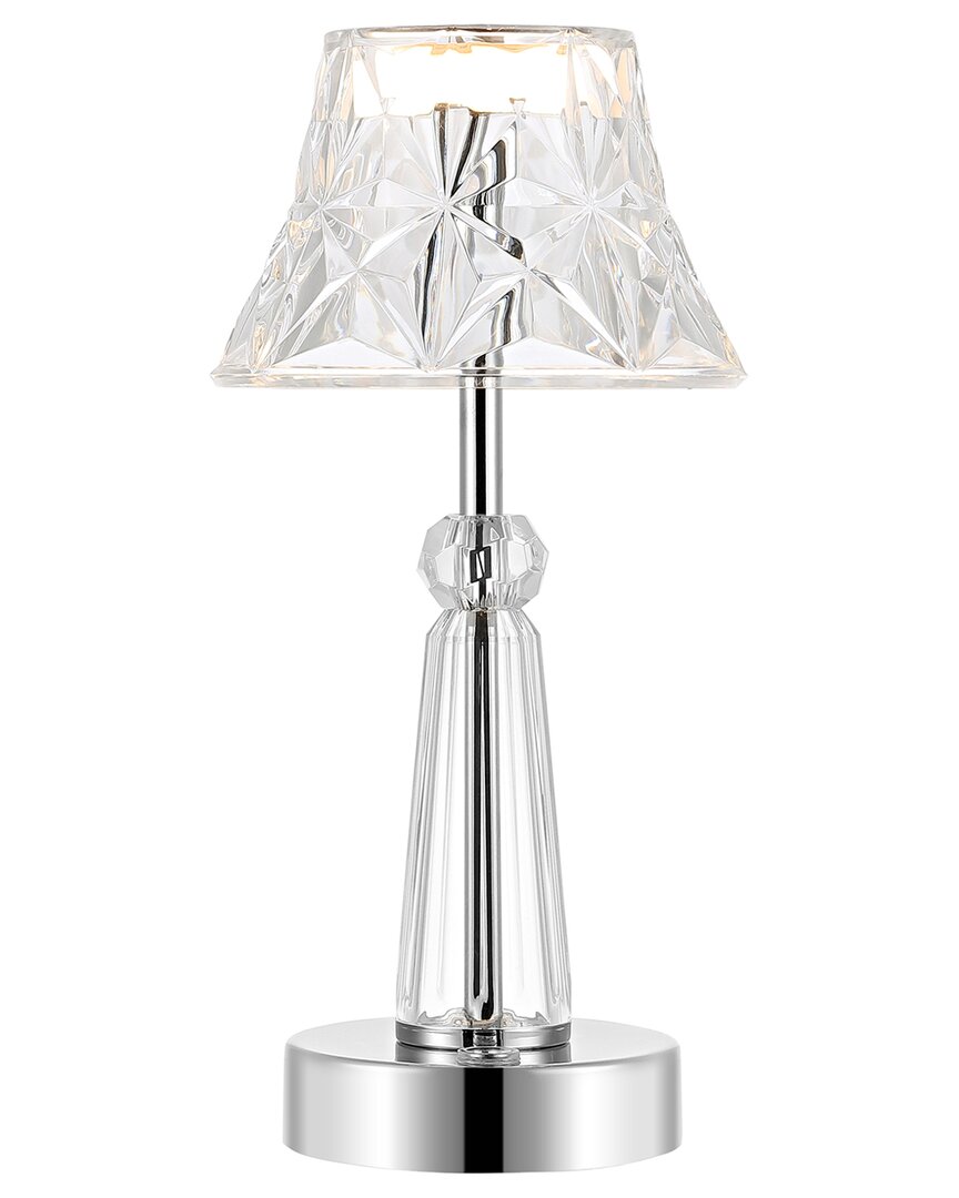 Jonathan Y Madelyn 11in Bohemian Acrylic Rechargeable Integrated Led Table Lamp In Clear