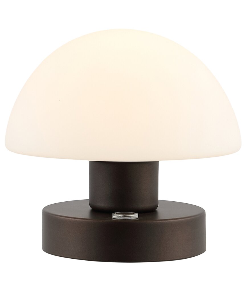 Jonathan Y Zoe 5in Bohemian Farmhouse Iron Rechargeable Integrated Led Table Lamp In Bronze