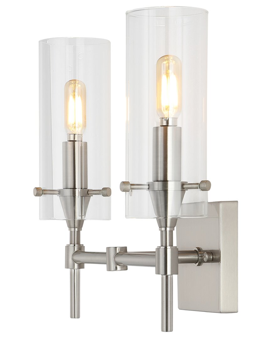 Jonathan Y Cato 13in 2-light Modern Farmhouse Iron/glass Led Vanity In Bronze