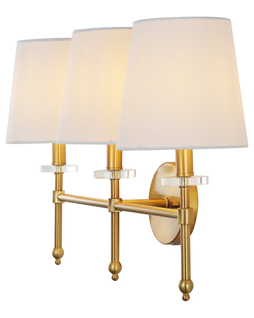 Jonathan Y Olivia 3-light Modern Midcentury 23in Iron Led Vanity In Gold