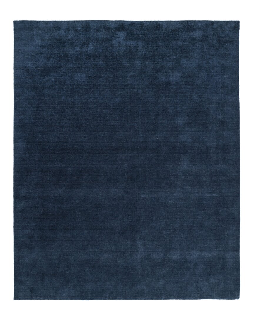 Solo Rugs Zayn Contemporary Solid Hand-loomed Wool-blend Area Rug In Blue