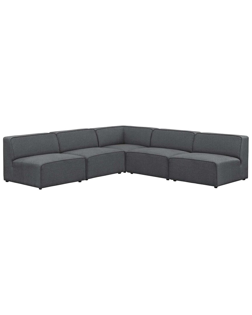 MODWAY MODWAY MINGLE 5PC UPHOLSTERED FABRIC ARMLESS SECTIONAL SET 
