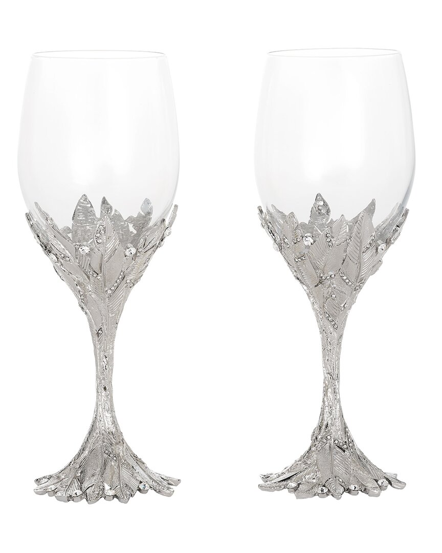 Olivia Riegel Set Of 2 Preen Wine Glass In Silver