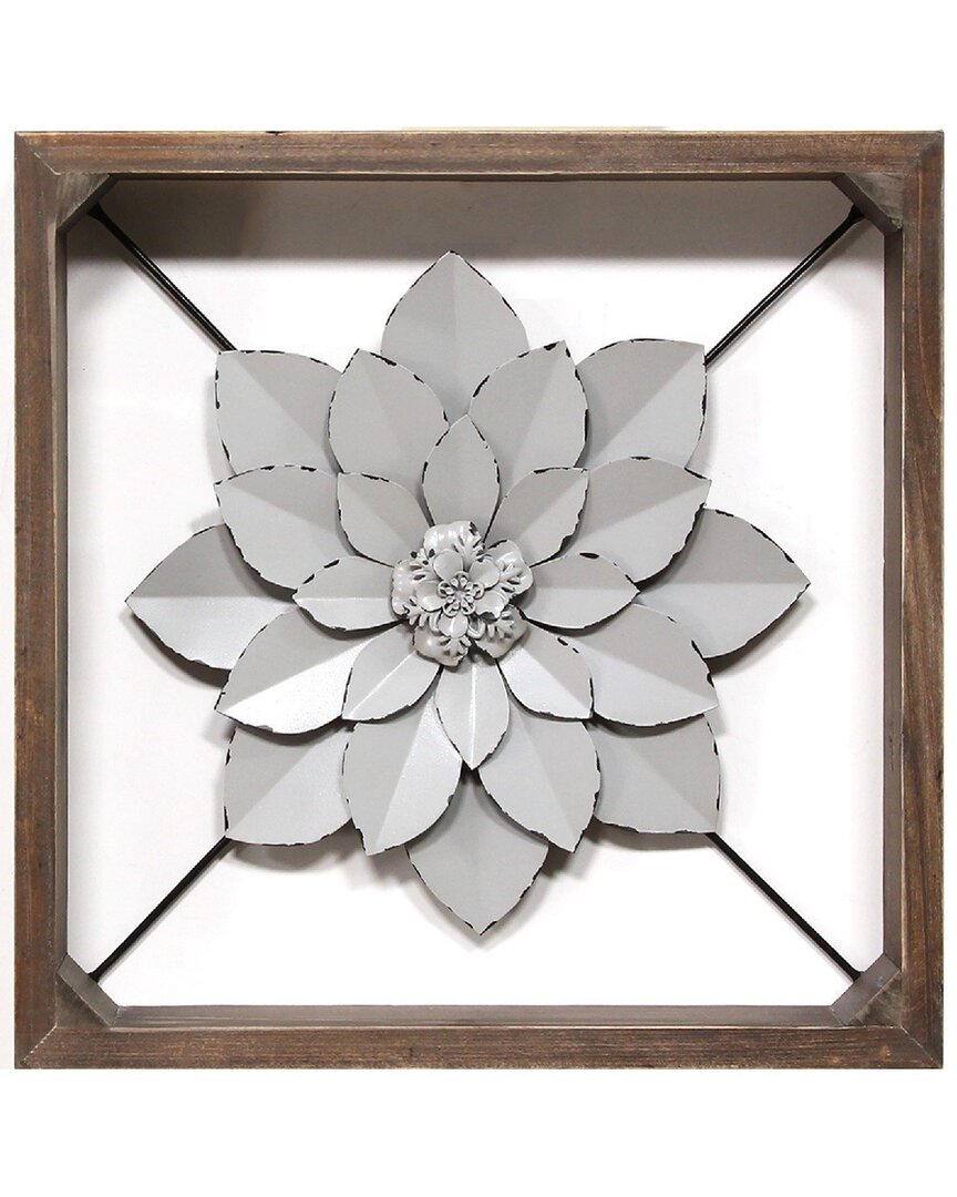 Stratton Home Decor Framed Metal Flower In Brown