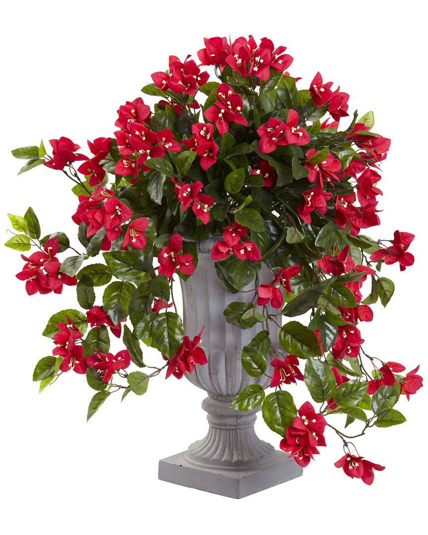 Nearly Natural Bougainvillea Flowering Uv-resistant Indoor/outdoor Artificial Plant In Decorative Urn