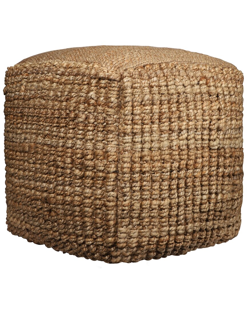 Lr Home Anika Transitional Braided Handmade Textured Jute Pouf In Brown