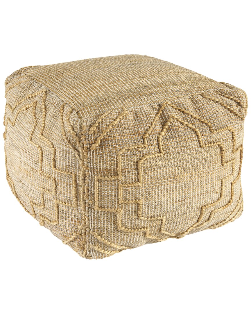 Lr Home Laeli Modern Farmhouse Trellis Handmade Textured Jute Pouf In Brown