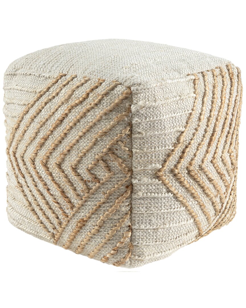 Lr Home Mesa Coastal Braided Abstract Handmade Textured Pouf In Neutral
