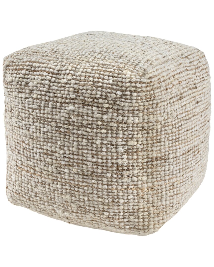 Lr Home Savanna Farmhouse Distressed Handmade Woven Pouf In Neutral