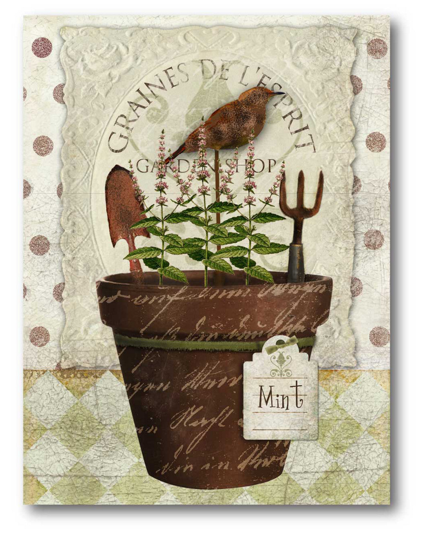 Courtside Market Wall Decor Herbpot Mint In Brown