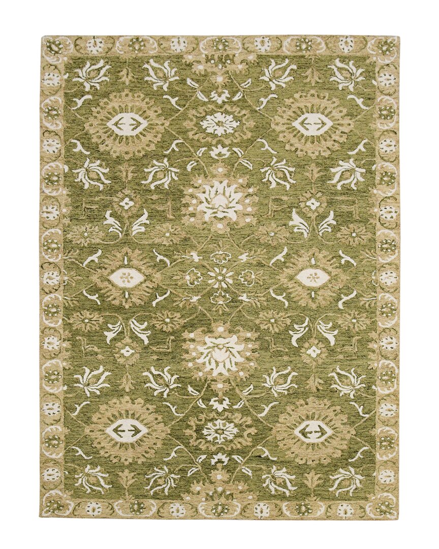 Ar Rugs Romiela Newburg Traditional Hand-hooked Wool Rug In Olive