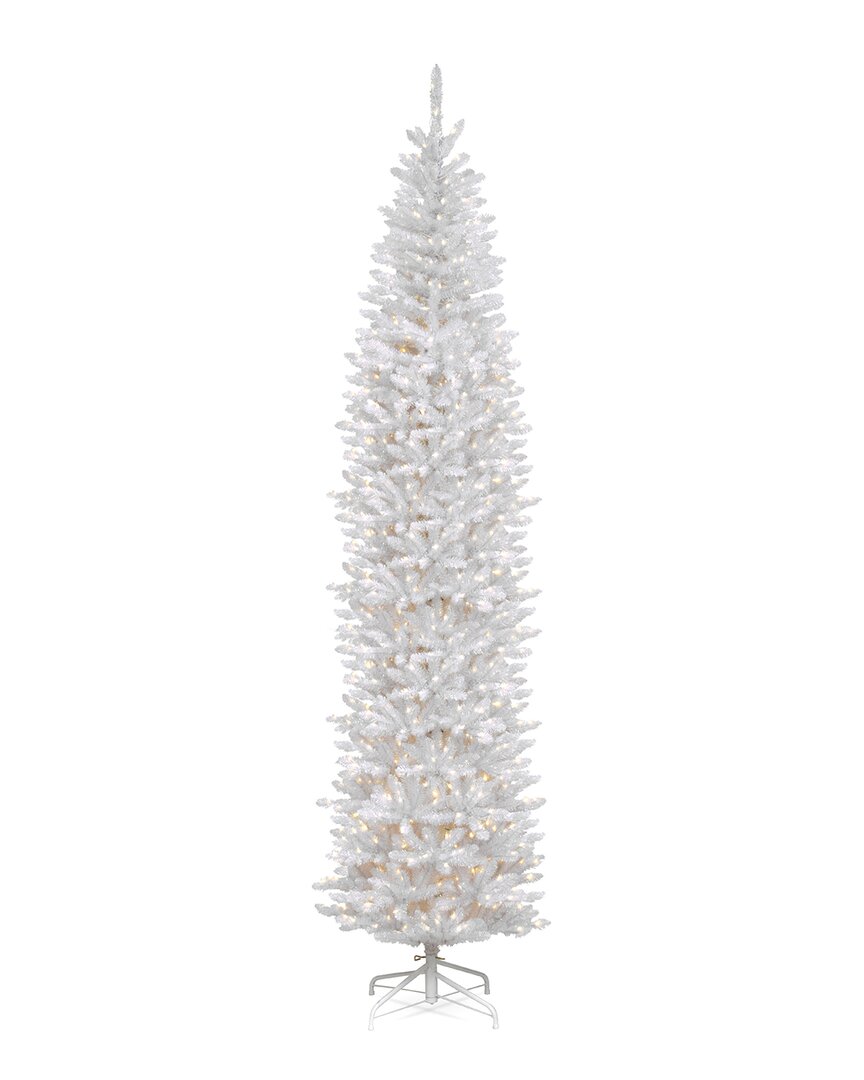 Shop National Tree Company 9ft Kingswood White Fir Pencil Tree With Clear Lights