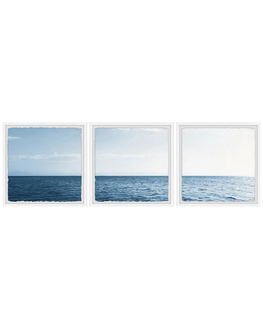 Marmont Hill Panoramic Sea Horizon Triptych Wall Art In Multicolor