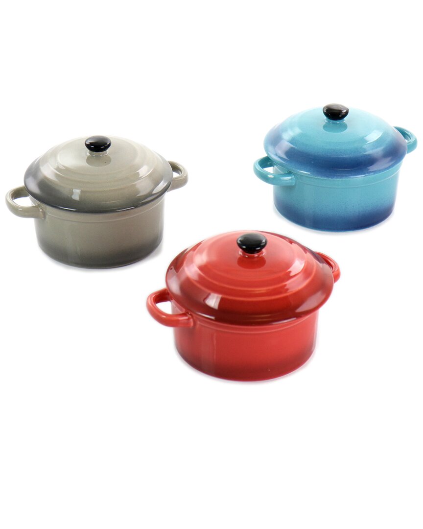 Shop Crock-pot Crockpot Pembury 3pc 9.6oz Stoneware Assorted Casserole Dish Set In Red